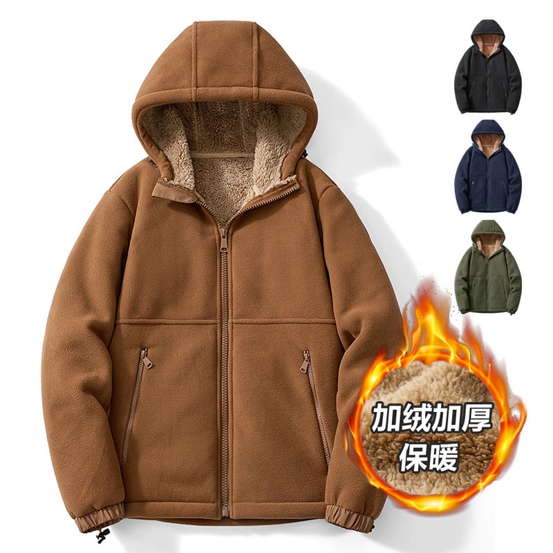 High Quality Defense Warm Fleece Padded Lamb Fleece Coat Cardigan Collar - Image 2